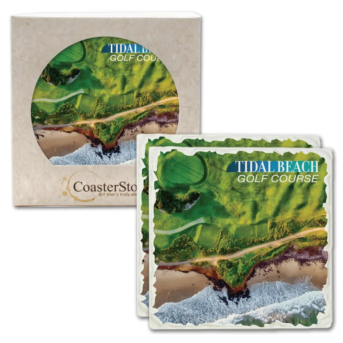 CoasterStone - 2 Pack Absorbent Stone Tumbled Square Coaster