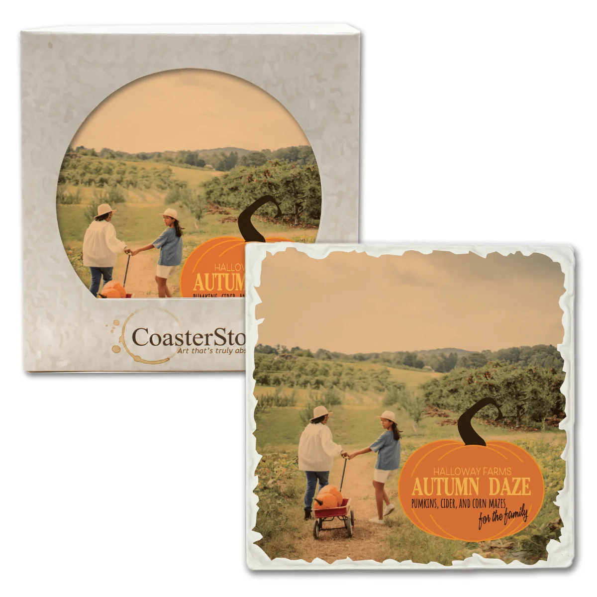 CoasterStone - Absorbent Single Stone Tumbled Square Coaster