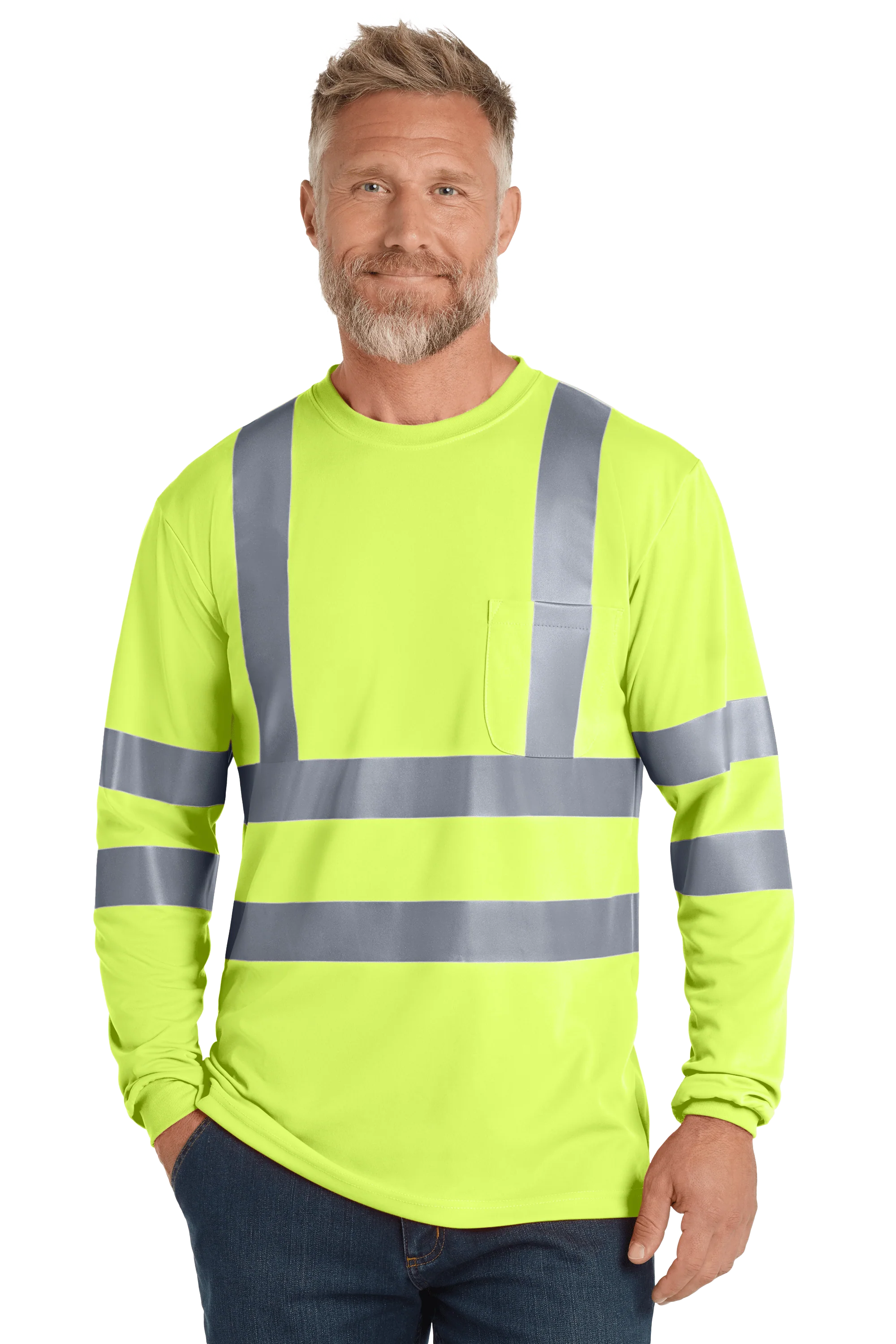 CornerStone - Men's ANSI 107 Class 3 Long Sleeve Snag-Resistant Reflective T-Shirt
