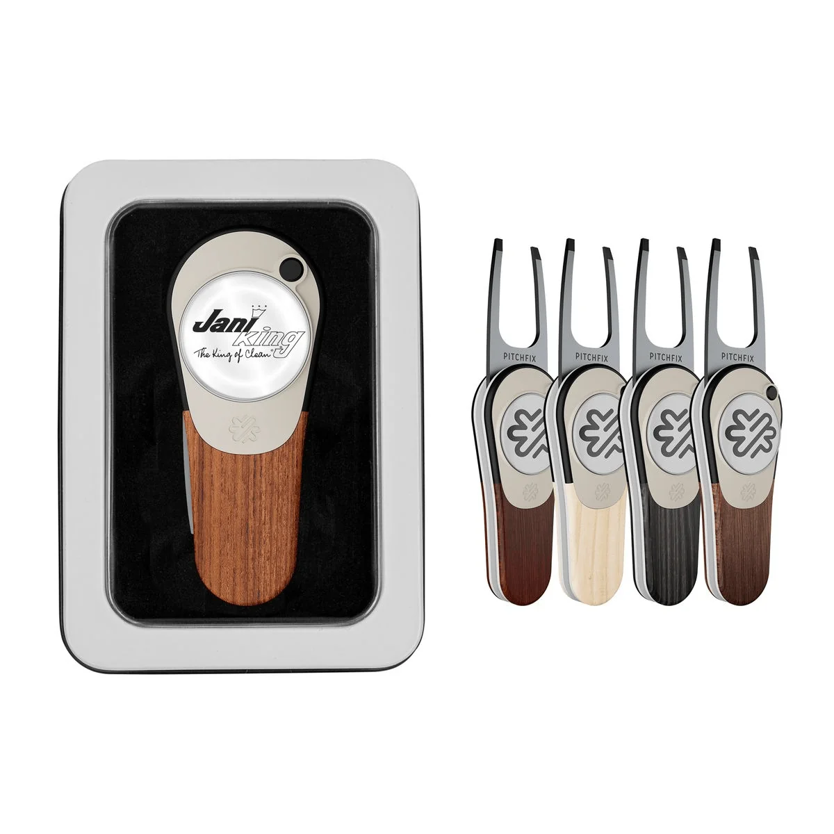 Pitchfix - Woodie Golf Divot Repair Tool w/ Window Tin