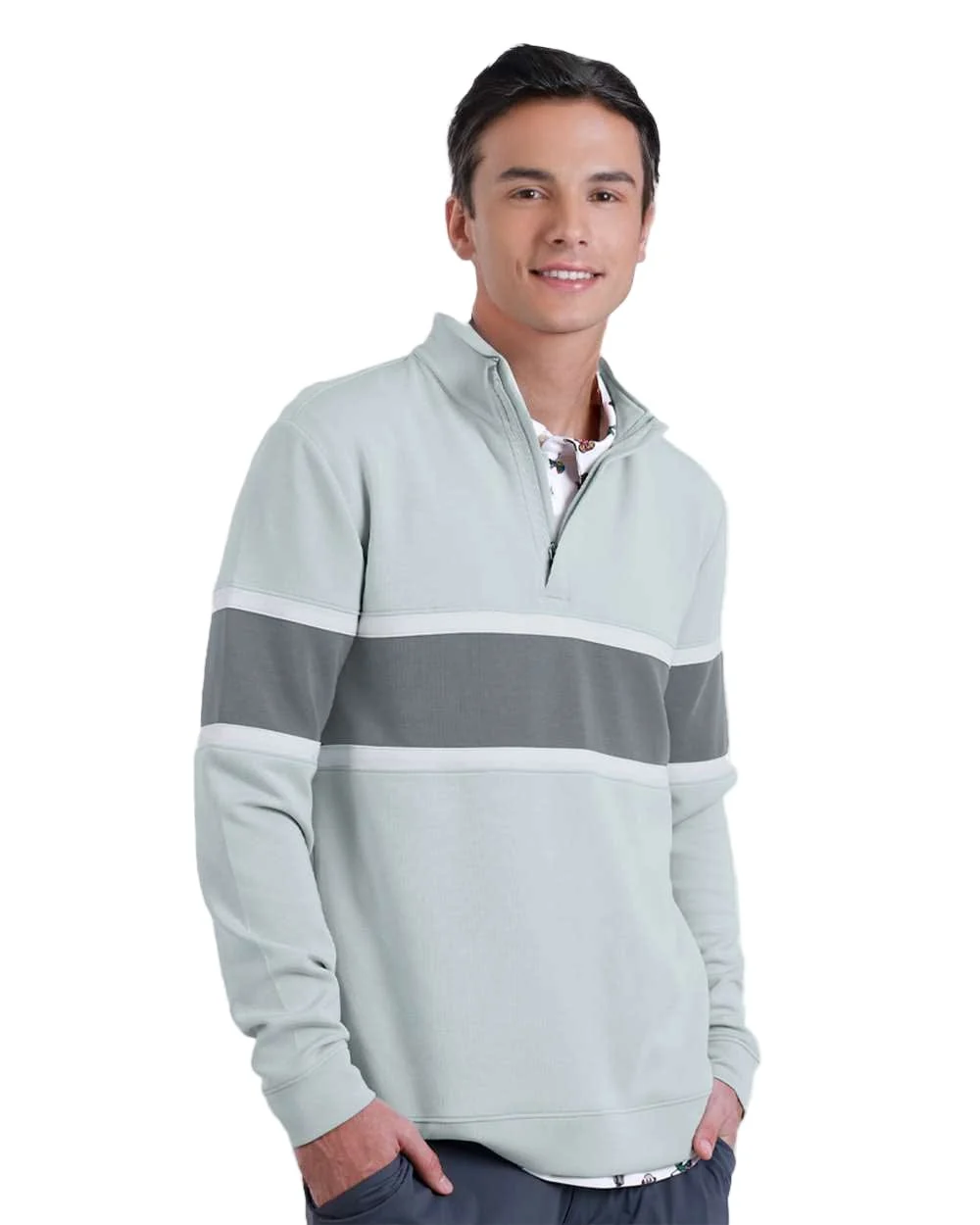 Swannies Golf - Men's Owen Quarter-Zip Colorblock Pullover