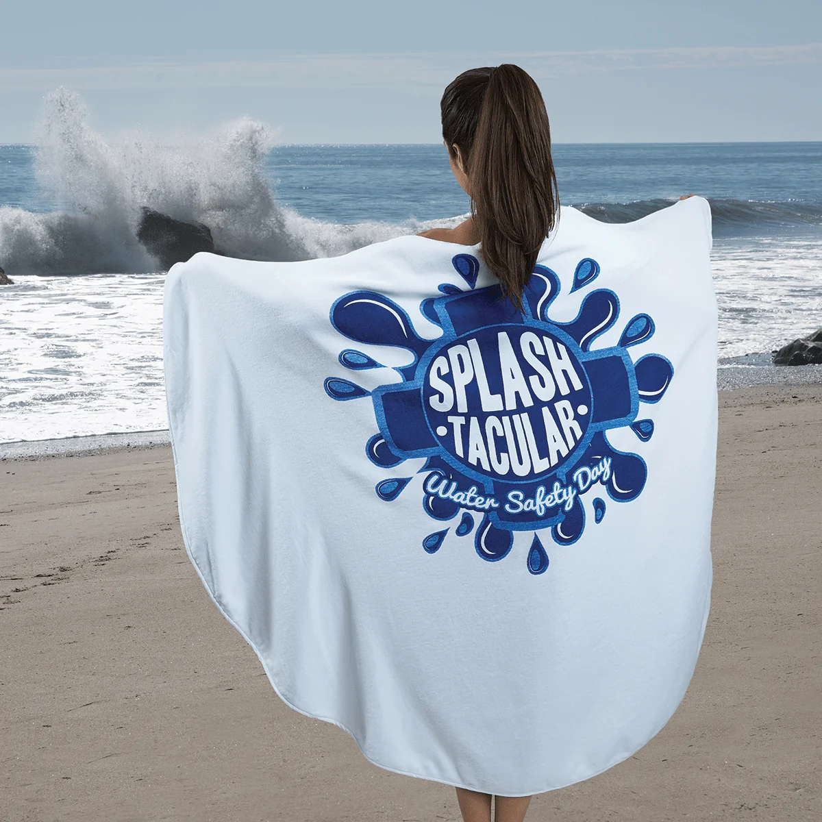 Fringed Round Colored Beach Towel 60