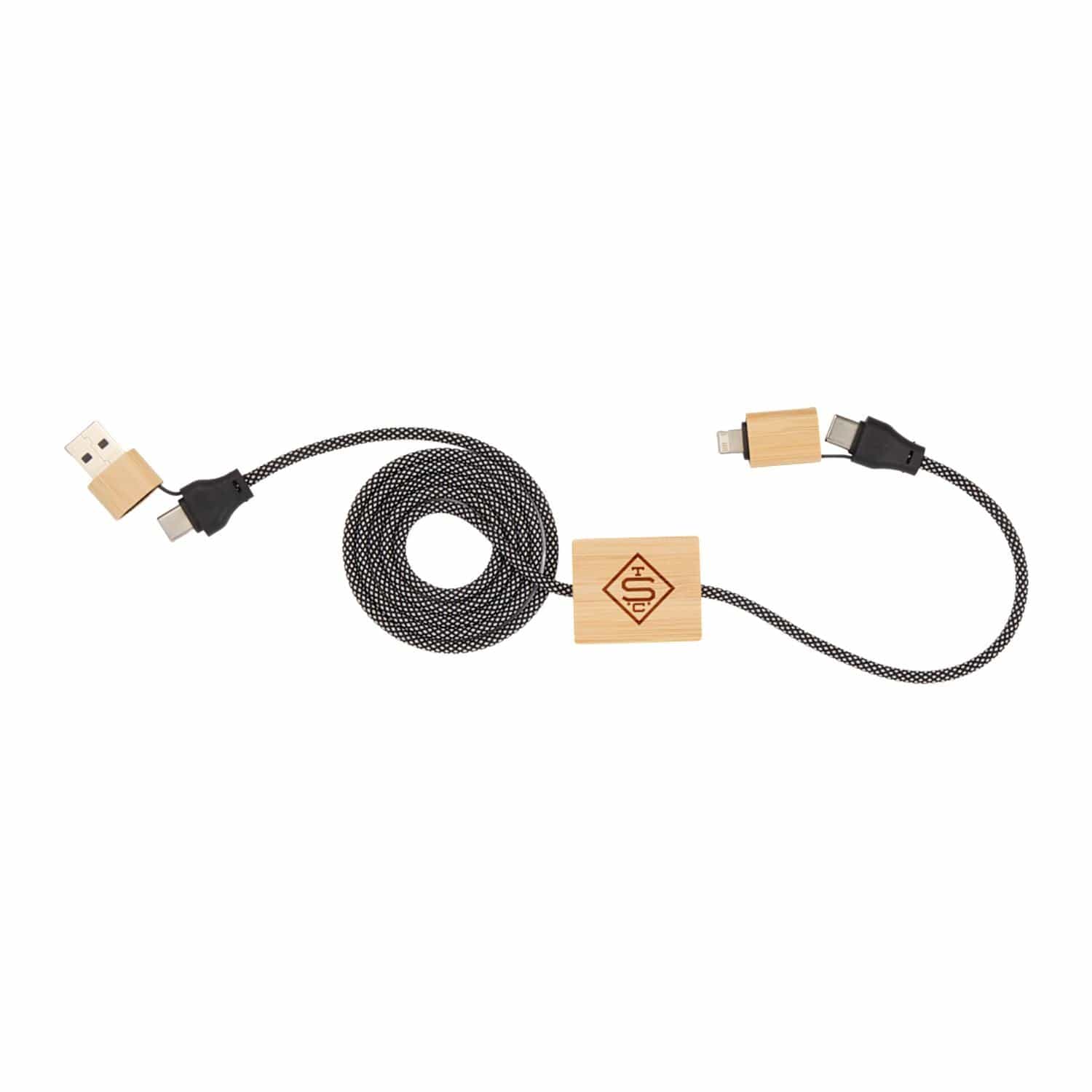 FSC庐 100% Bamboo 5-in-1 100W Laptop Charging Cable